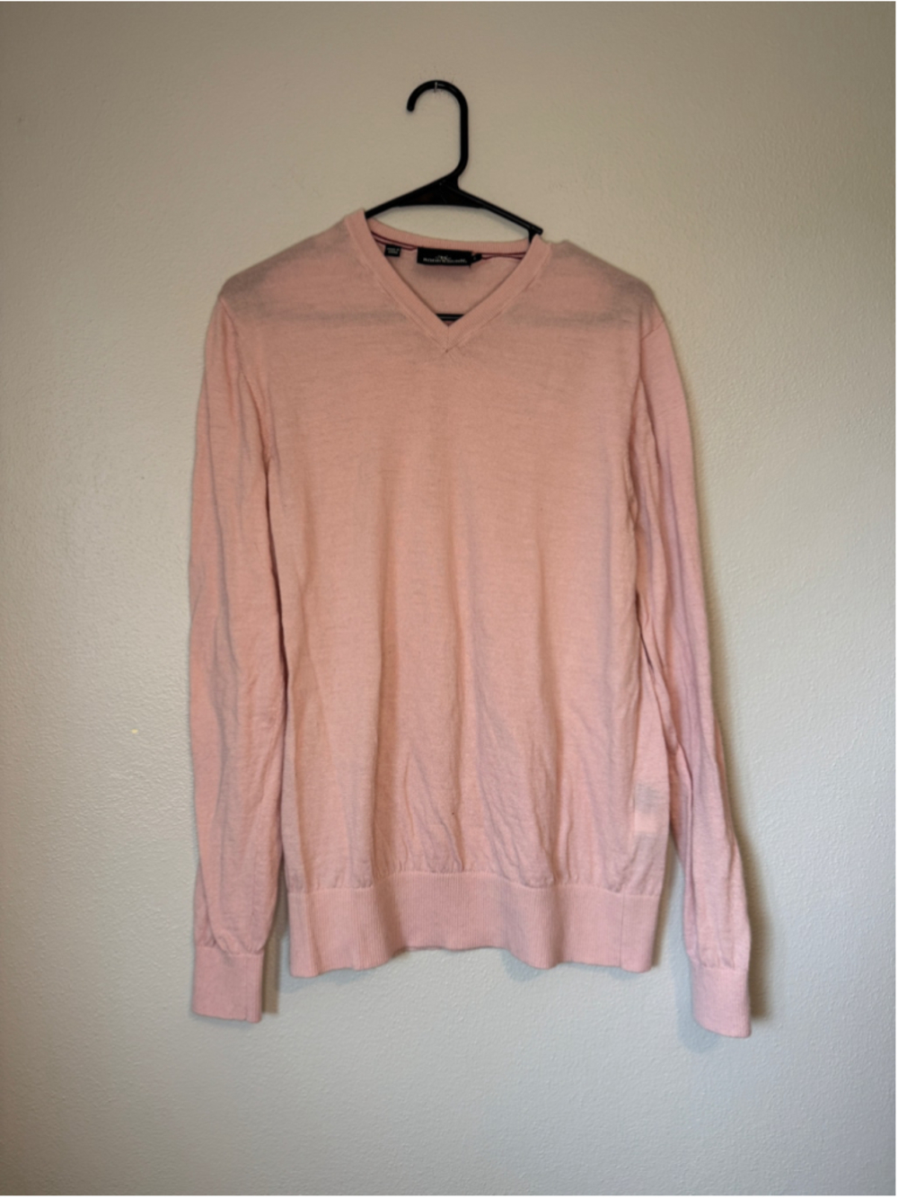 Rodd & Gunn Pink 100% Merino Wool V-Neck Sweater L